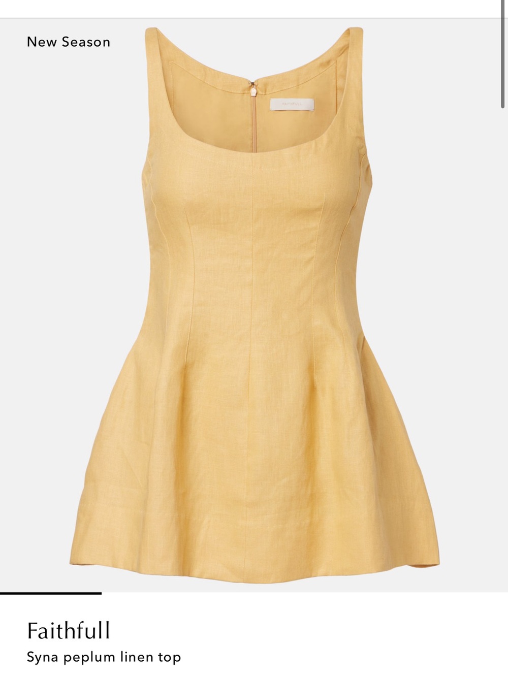 Faithfull the Brand Marigold Linen Sleeveless Peplum Top